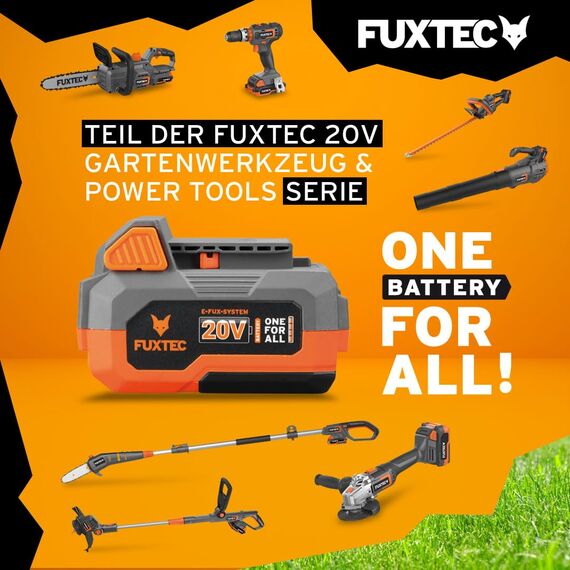 FUXTEC Akku Rasenmäher 40V (2x20V) E1RM20 – Schnittbreite 33cm, Variable Schnitthöhe Elektrorasenmäher, kabellos (Li-Ion Akku & Ladegerät Nicht inklusive)