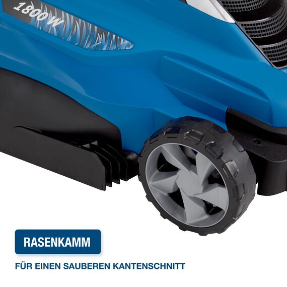 HYUNDAI Elektro-Rasenmäher LM4001E mit Mulchfunktion, Elektromäher, Mulcher, Mäher (40cm, 1800W, 50L Korb, 5-fache zentrale Höhenverstellung)