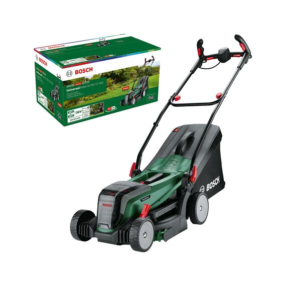 Bosch Akku-Rasenmäher UniversalRotak 2x18V-37-550 (bis zu 500 m2; 18 Volt System; Schnittbreite: 37 cm; ohne Akku und Ladegerät)