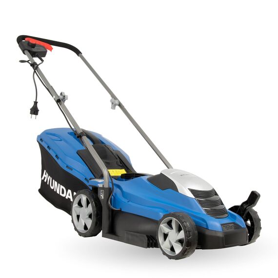 HYUNDAI Elektro-Rasenmäher LM3301E mit Mulchfunktion, Elektromäher, Mulcher, Mäher (33cm, 1300W, 35L Korb, 5-fache zentrale Höhenverstellung)