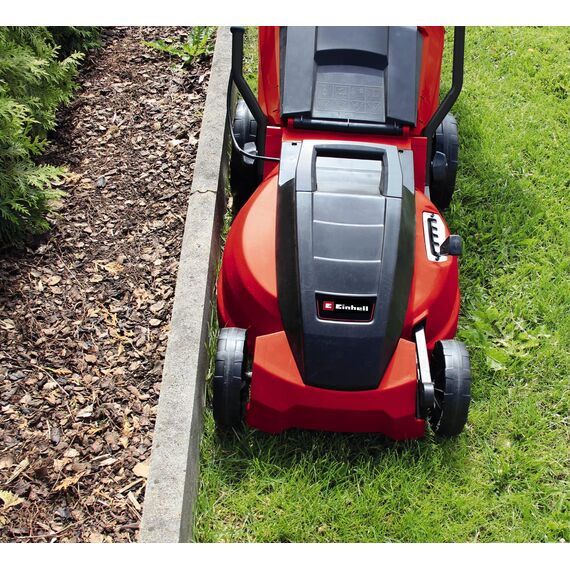 Einhell Elektro-Rasenmäher GC-EM 1500/36 (1500 W Carbon Power Motor, 36 cm Schnittbreite, 38 L Fangbox, für 600 m² Rasenflächen, Schnitthöhe 25-65 mm)