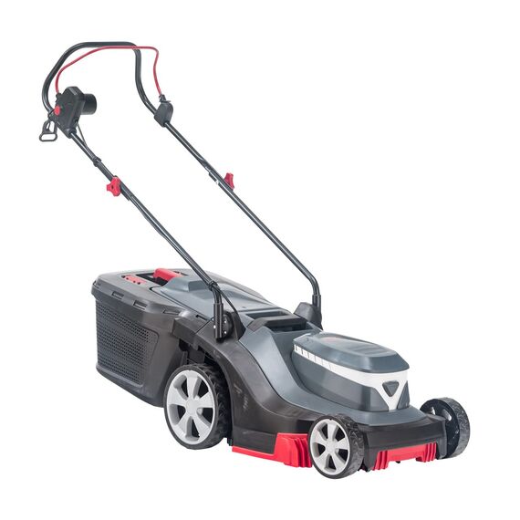 AL-KO Elektro-Rasenmäher 3.82 E Easy, Kunststoffgehäuse, 45 L Fangbox, geeignet für Rasenflächen bis 500 m², zentrale 6-fache Schwarz-grau Easy 38 cm / 1.600 Watt