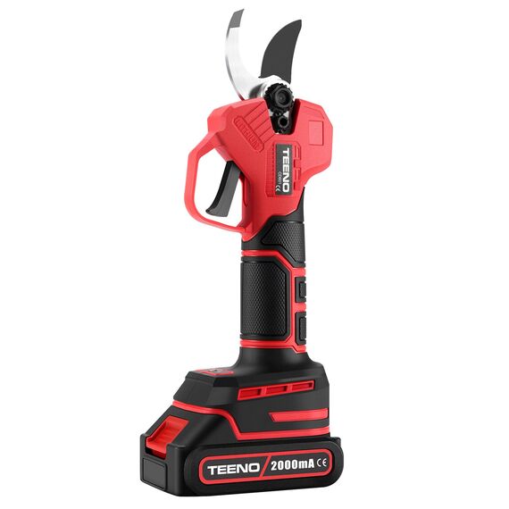 TEENO Elektrische Baumschere 21V, Professionelle Gartenschere MAX 25 mm Schnittdurchmesser, Schere Astschneider Rosenschere Kabellos mit Sicherheitsschalter, 2 * 2000mAh Akkus für 6-8 Arbeitsstunden
