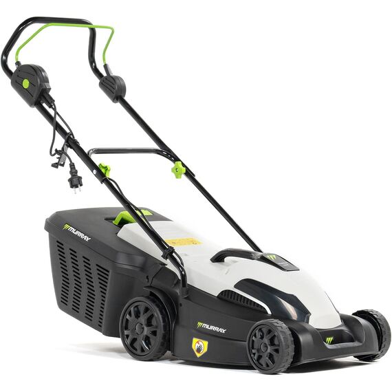 Murray Rasenmäher Elektro 2-in-1 LE380E - Rasenmäher Elektrisch 1600W/38cm mit Grasfangbox 45L für Rasenflächen bis zu 500m2 - Elektro Rasenmäher mit Ergonomischer Softgriff und Überlastschutz