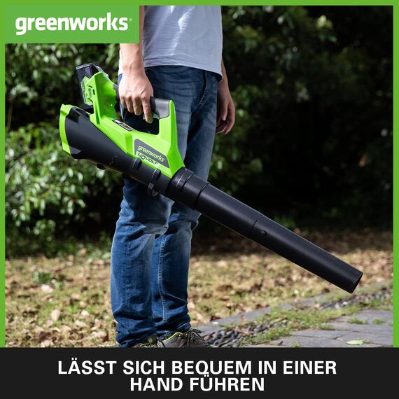 Greenworks G40AB Axial Akku Laubbläser mit Tempomat, 177 km/h, 11,05 m³/min OHNE 40V Akku & Ladegerät, 3 Jahre Garantie