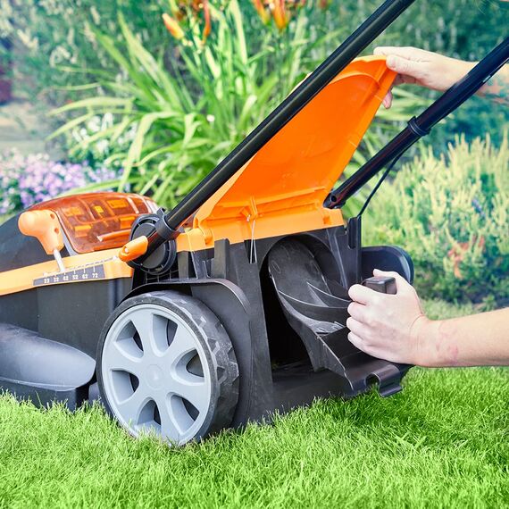 LawnMaster CLMF4841E Akku-Rasenmäher 48V Max 2x24V 4.0Ah Batterie, 41cm 450m² Mulchen 42L, 22-72mm 6-Stufige Schnitthöhenverstellung
