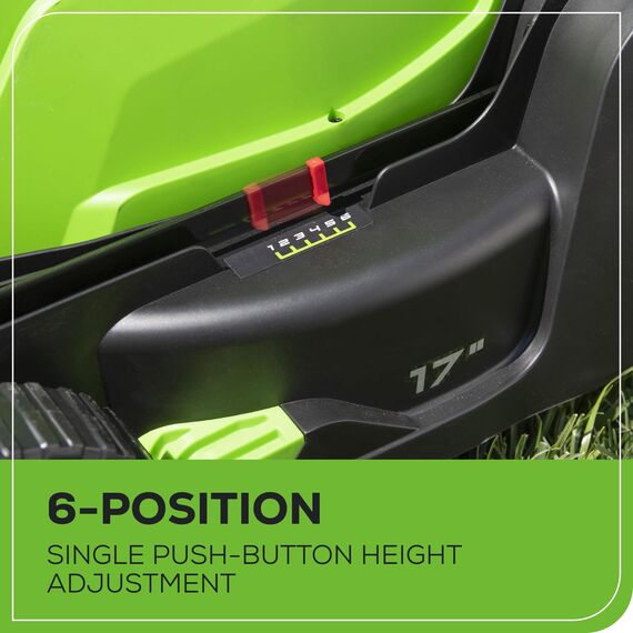 Greenworks 40 V 43,2 cm schnurloser (Push) Rasenmäher (75+ kompatible Werkzeuge), 4,0 Ah Akku und Ladegerät im Lieferumfang enthalten