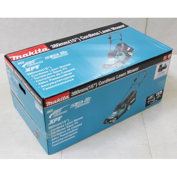 Makita DLM382PM2 Akku-Rasenmäher 2x18 V / 4,0 Ah, 2 Akkus + Doppelladegerät