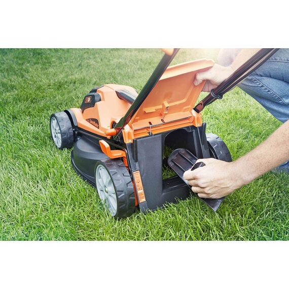 LawnMaster CLMF2434G Akku-Rasenmäher 24V Max 2x4.0Ah Batterie, 34cm, 300m² Mulchen 32L, 20-70mm 6-Stufige Schnitthöhenverstellung