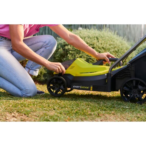 RYOBI 18 V ONE+ Akku-Rasenmäher RLM18X33B40 – 33 cm Schnittbreite, inkl. 4,0 Ah Akku & Ladegerät, kompakt & leicht für kleine Rasenflächen