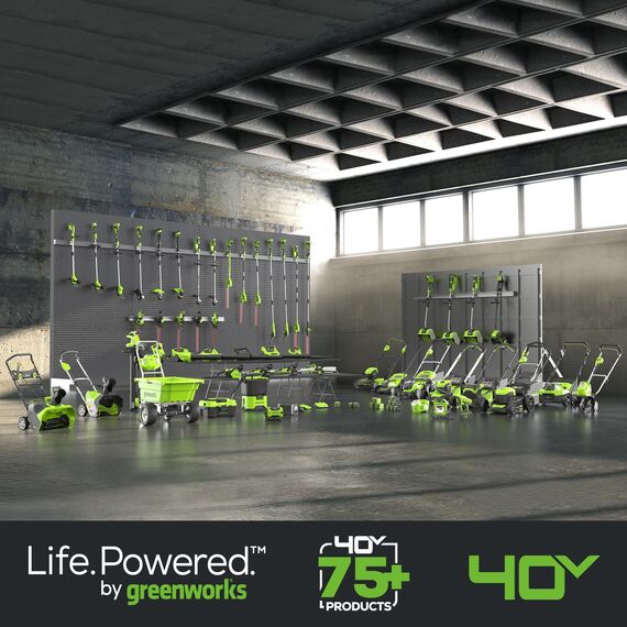 Greenworks 40 V 43,2 cm schnurloser (Push) Rasenmäher (75+ kompatible Werkzeuge), 4,0 Ah Akku und Ladegerät im Lieferumfang enthalten
