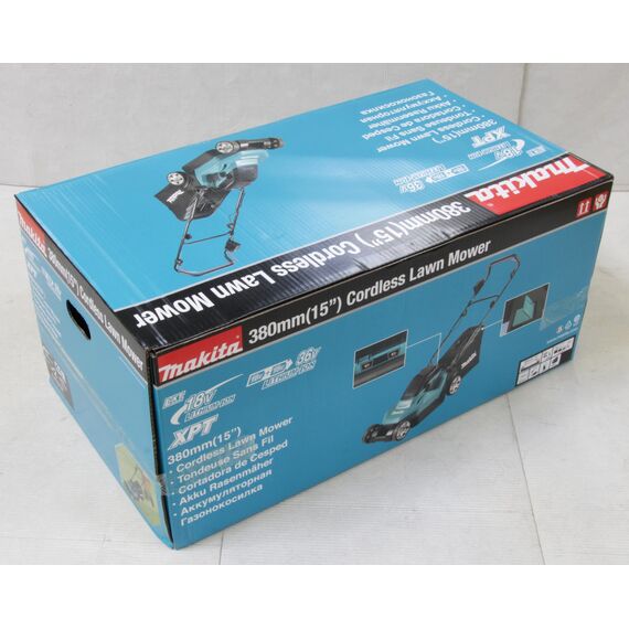 Makita DLM382PM2 Akku-Rasenmäher 2x18 V / 4,0 Ah, 2 Akkus + Doppelladegerät