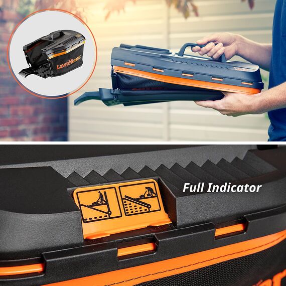 LawnMaster CLMF2434G Akku-Rasenmäher 24V Max 2x4.0Ah Batterie, 34cm, 300m² Mulchen 32L, 20-70mm 6-Stufige Schnitthöhenverstellung