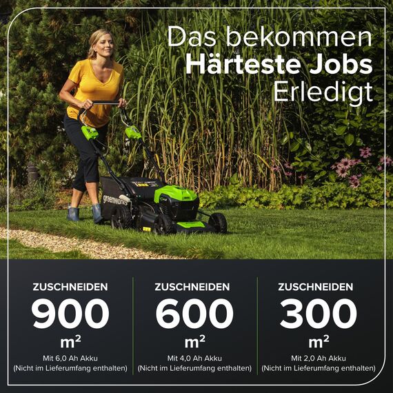 Greenworks GD40LM46SP Selbstfahrender Akku Rasenmäher mit bürstenlosem Motor für größere Flächen bis zu 600 m², 46 cm Schnittbreite, 55-Liter-Sack OHNE 40 V Akku und Ladegerät, 3 Jahre Garantie