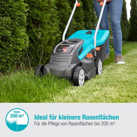 Gardena Akku-Rasenmäher PowerMax 32/36V P4A Ready-to-Use Set: Rasenmäher bis 200 m², 32 cm Schnittbreite, 30 l Fassungsvolumen, Schnitthöhe 20-60 mm, inkl. 2 x 18V P4A Akku (14621-20)