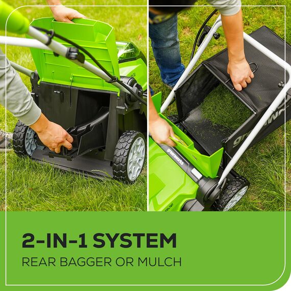 Greenworks 40 V 43,2 cm schnurloser (Push) Rasenmäher (75+ kompatible Werkzeuge), 4,0 Ah Akku und Ladegerät im Lieferumfang enthalten