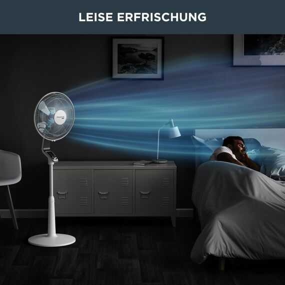 Rowenta Standventilator Turbo Silence Extreme, 4 Geschwindigkeitsstufen, Nachtmodus, Turbostufe, automatische Oszillation, bis zu 80 m³/Min. Luftzirkulation, Ventilator leise, weiß/schwarz, VU5640