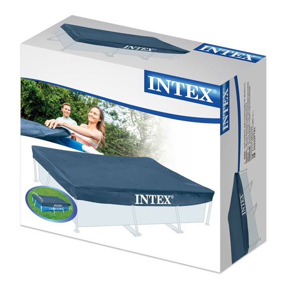 Intex Rectangular Frame Pool - Aufstellpool, Blau - 220 x 150 x 60 cm Cover - Poolabdeckplane - Blau, 300 x 200 x 20 cm - Für Frame