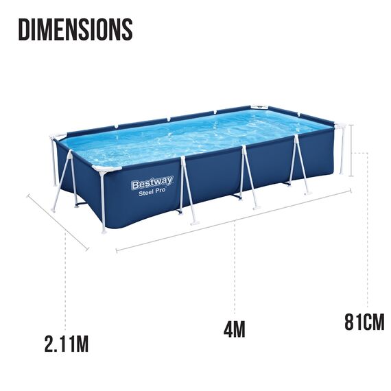 Bestway Steel Pro | Aufstellpool mit Metallrahmen, Familien-Außenpool, 4,0 m
