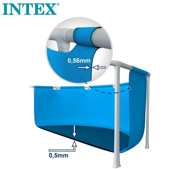 Intex Rectangular Frame Pool - Aufstellpool, Blau - 220 x 150 x 60 cm Cover - Poolabdeckplane - Blau, 300 x 200 x 20 cm - Für Frame
