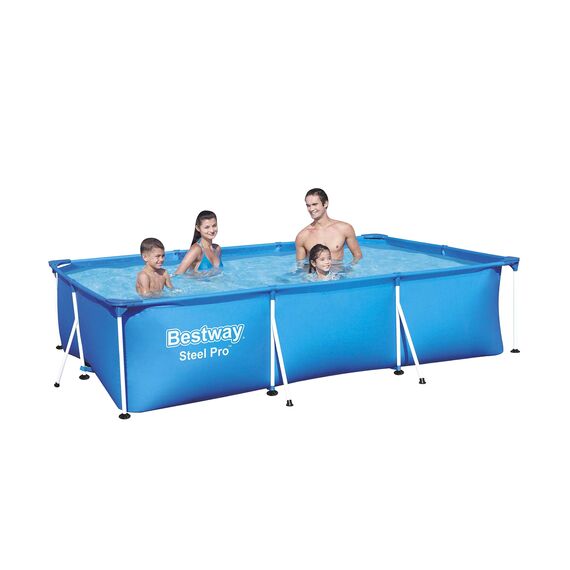 Bestway Steel Pro Framepool ohne Pumpe, eckig, 300 x 201 x 66 cm, 56404-19, Blau