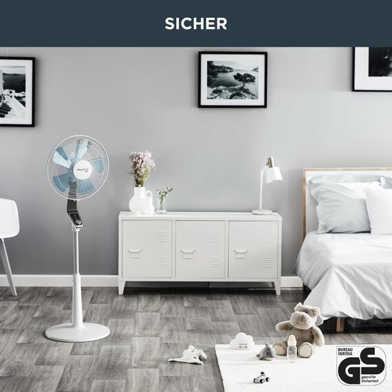 Rowenta Standventilator Turbo Silence Extreme, 4 Geschwindigkeitsstufen, Nachtmodus, Turbostufe, automatische Oszillation, bis zu 80 m³/Min. Luftzirkulation, Ventilator leise, weiß/schwarz, VU5640