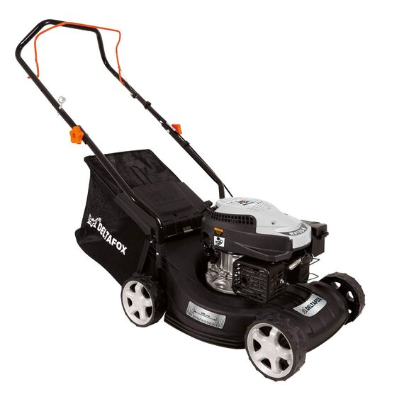 DELTAFOX Benzin Rasenmäher - 4-Takt Motor RATO RV125-127,1 cm³ Hubraum - 400 mm Schnittbreite - 40l Grasfangsack - 0,8 l Benzintank