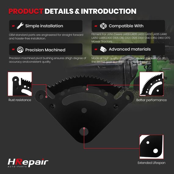 HRepair Lenkungssektor Ritzel Umbau Kit Ersatz für John Deere LA100 LA105 LA120 LA130 LA135 LA140 LA150 LA165, John Deere D Serie Rasentraktoren ersetzt # GX21924 BLE, GX20. 053, GX20054, GX21994