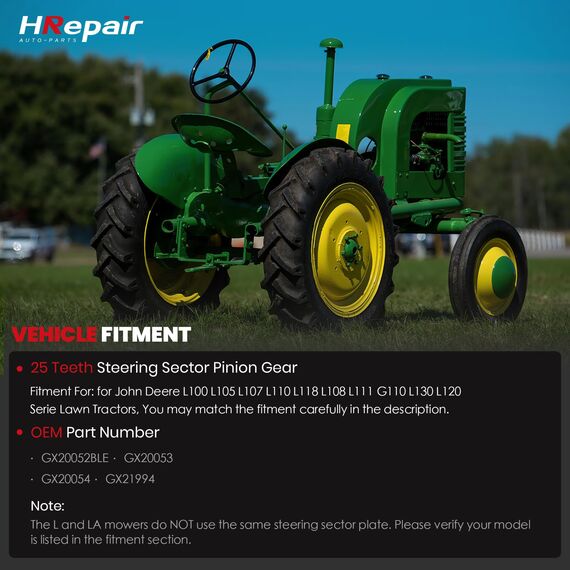 Lenkungssektor Ritzel Umbau Kit Ersatz für John Deere L100 L105 L107 L110 L118 L108 L111 G110 L130 L120 Serie Rasentraktoren ersetzt # GX200 52BLE