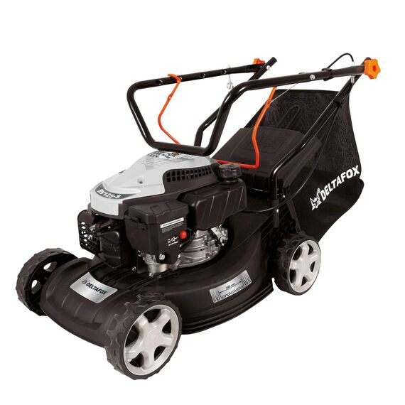 DELTAFOX Benzin Rasenmäher - 4-Takt Motor RATO RV125-127,1 cm³ Hubraum - 400 mm Schnittbreite - 40l Grasfangsack - 0,8 l Benzintank