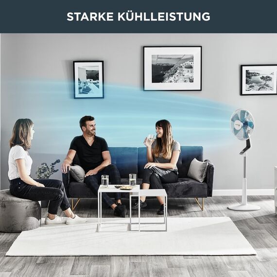 Rowenta Standventilator Turbo Silence Extreme, 4 Geschwindigkeitsstufen, Nachtmodus, Turbostufe, automatische Oszillation, bis zu 80 m³/Min. Luftzirkulation, Ventilator leise, weiß/schwarz, VU5640