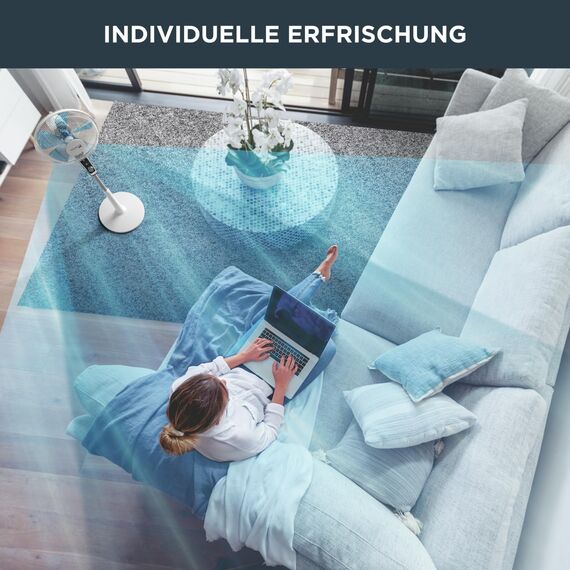 Rowenta Standventilator Turbo Silence Extreme, 4 Geschwindigkeitsstufen, Nachtmodus, Turbostufe, automatische Oszillation, bis zu 80 m³/Min. Luftzirkulation, Ventilator leise, weiß/schwarz, VU5640