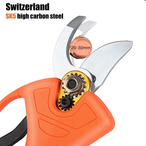 Professionelle Elektrische Astschere, Bravolu Mini Elektro Astschere mit 21V Batterie 2 Stück 2000mAh Lithium-Batterie, 30mm Gartenschere Elektrisch Gartenschere für Hecke, Baum, Obst