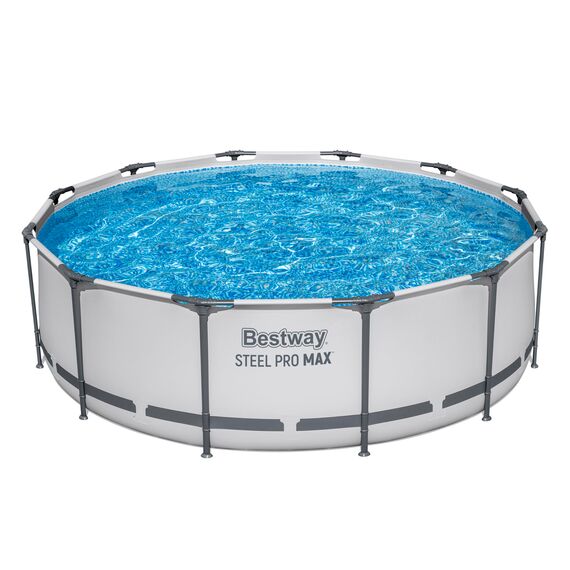 Bestway® Steel Pro MAX™ Aufstellpool-Set mit Filterpumpe Ø 366 x 100 cm, lichtgrau, rund