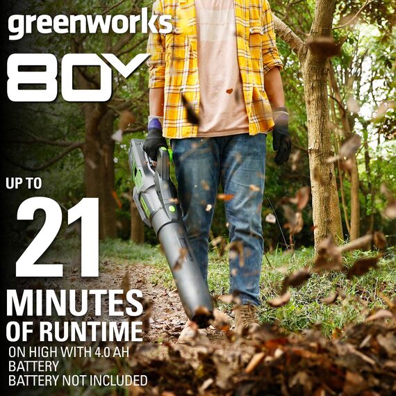Greenworks 80 V (170 MPH / 730 CFM / 75+ kompatible Werkzeuge), kabelloser bürstenloser Axial-Laubbläser, nur Werkzeug