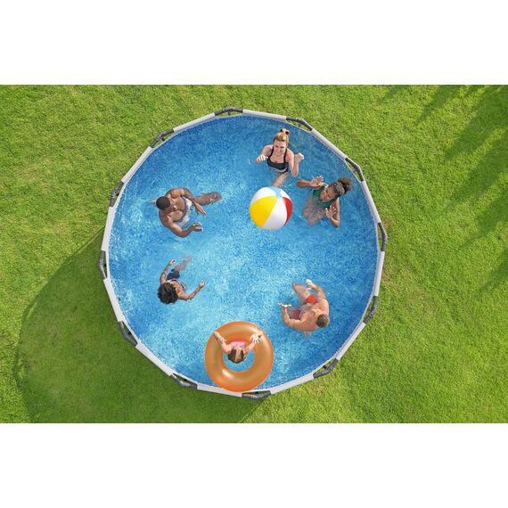 Bestway® Steel Pro MAX™ Aufstellpool-Set mit Filterpumpe Ø 366 x 100 cm, lichtgrau, rund