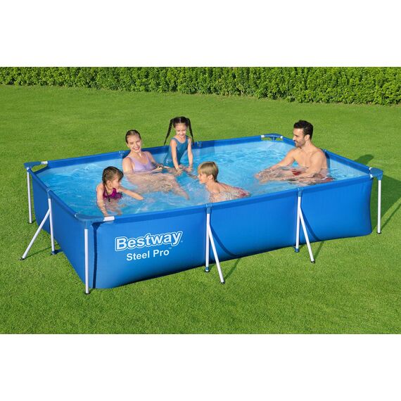Bestway Steel Pro Framepool ohne Pumpe, eckig, 300 x 201 x 66 cm, 56404-19, Blau