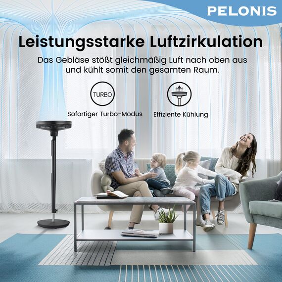 PELONIS Ventilator 16 Zoll, Standventilator mit Fernbedienung Höhenverstellbar, Ventilator Leise Schlafzimmer mit 9 Geschwindigkeitsstufen und 8 Stunden Timer