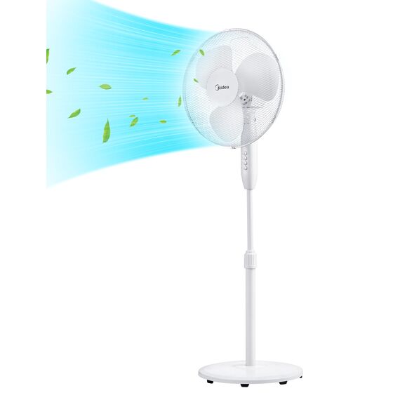 Midea FS40-16JA Standventilator, Starke Windkraft, Großes Luftvolumen, 40 W Leistung, Fernbedienung, Leiser Betrieb 55 dB-65 dB, Höhenverstellbar: Bis zu 130 mm, Drei-Geschwindigkeits-Einstellung
