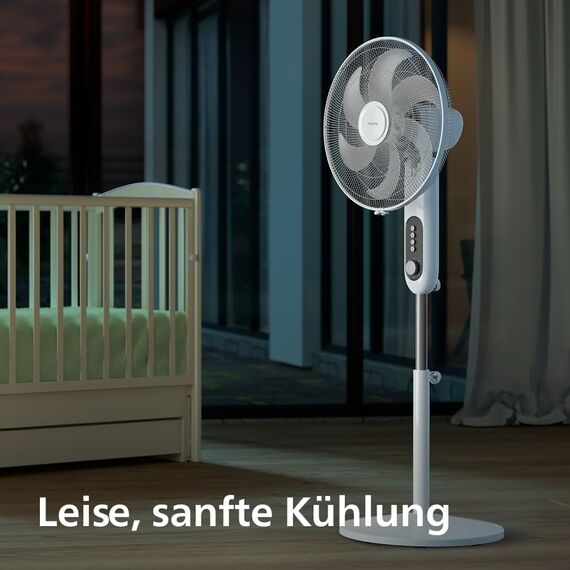 Philips Standventilator Serie 1000 - Leistungsstark & Leise, 38 dB, Höhenverstellbar, Neigbar, Oszillation, Timer, Weiß (CX1220/00)