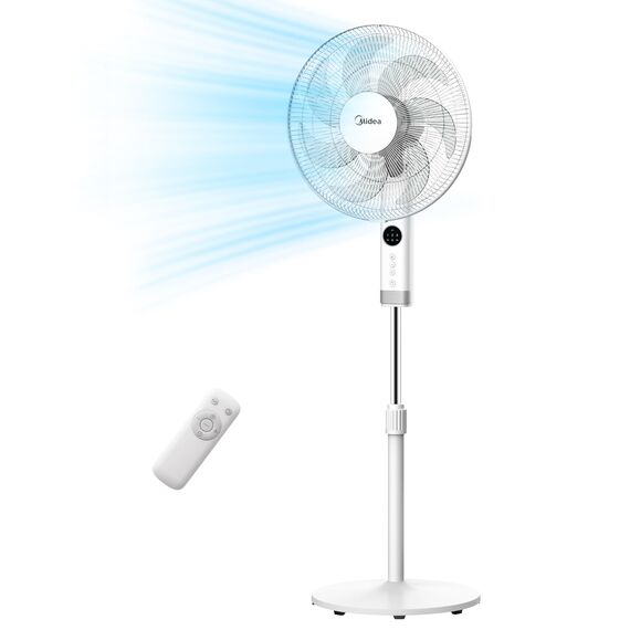 Midea FS40-23MR Standventilator mit 3 Geschwindigkeiten, Teleskophöhe und -größe, Fernbedienung, duales Beschleunigungssystem, 90-Grad-Schwingung nach links und rechts