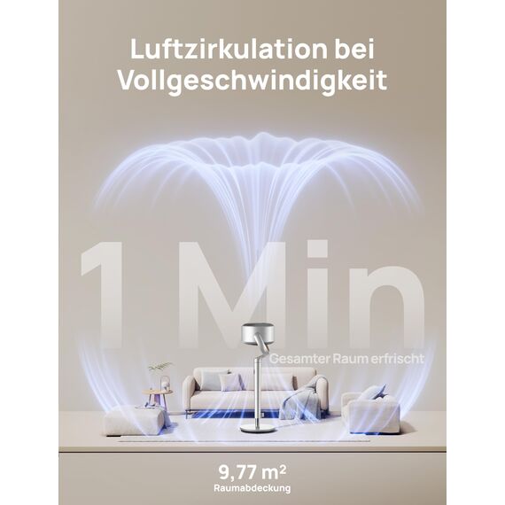 DREO Smart Standventilator mit RGB Light, 120° +120° Oszillierender Ventilator mit Fernbedienung, 20dB Leiser Bodenventilator für Schlafzimmer, 8H Timer, Silber