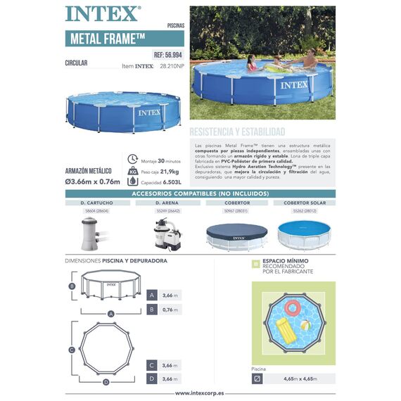 Intex Metal Frame Pool - Aufstellpool - Ø 366 x 76 cm