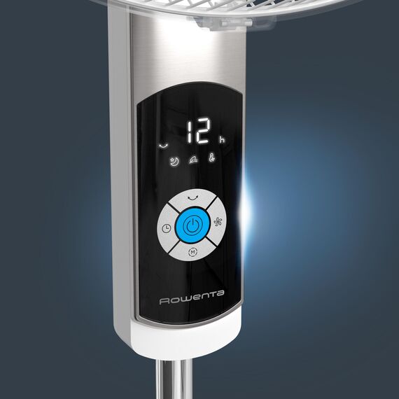 Rowenta Turbo Silence Standventilator, nur 35 dB(A) im Silent Night-Modus, energiesparend, 12 Geschwindigkeiten, digitaler LED-Bildschirm, Timer, Fernbedienung, Weiß, VU5650F0