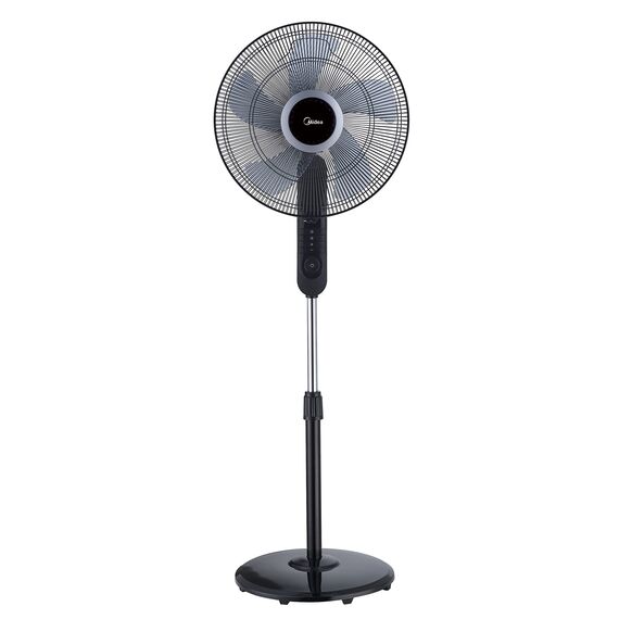Midea FS40-15FR Standventilator Leise mit Fernbedienung,3 Geschwindigkeitsstufen,LED Anzeige, 7,5H Timer,höhenverstellbar, 80°Oszil-lationsfunktion, 55W Kraftvoller,Ventilator,Luftzirkulation, Schwarz