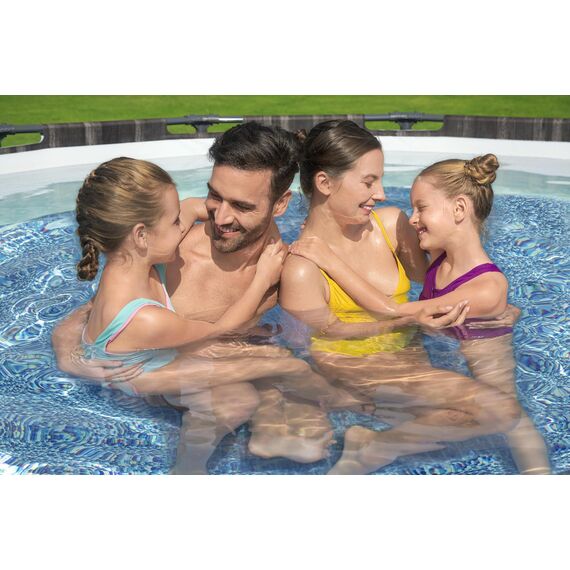 Bestway Steel Pro MAX Frame Pool-Set mit Filterpumpe Ø 366 x 100 cm, Holz-Optik (Mooreiche), rund