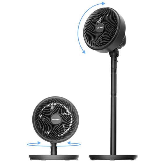 Pelonis 4 fach Höhenverstellbarer Säulenventilator Ultra Leiser Oscillierender Ventilator mit 90° Schwenkbereich & 3 Geschwindigkeiten für Schlafzimmer, Büro, Zuhause, Black