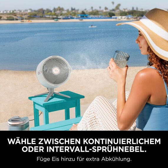 Shark FlexBreeze Pro Mist Akku-Ventilator für innen und außen mit Sprühsystem, tragbarer Sprühtank, 20 m, Stand- & Tischventilator, 5 Geschwindigkeitsstufen, leise, Fernbedienung, Dove FA300WHEU