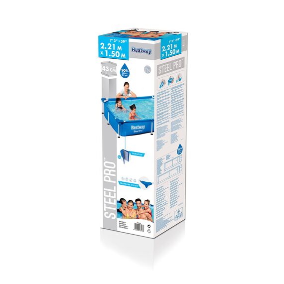 Bestway® Steel Pro™ Aufstellpool ohne Pumpe 221 x 150 x 43 cm, blau, eckig