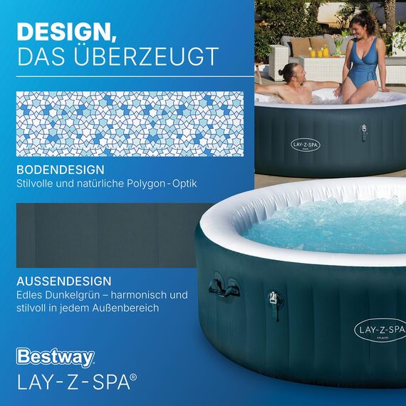 Bestway® Lay-Z-SPA® Energiespar-Whirlpool Miami AirJet™ für 6 Personen Ø 196 x 66 cm, Dunkelgrün